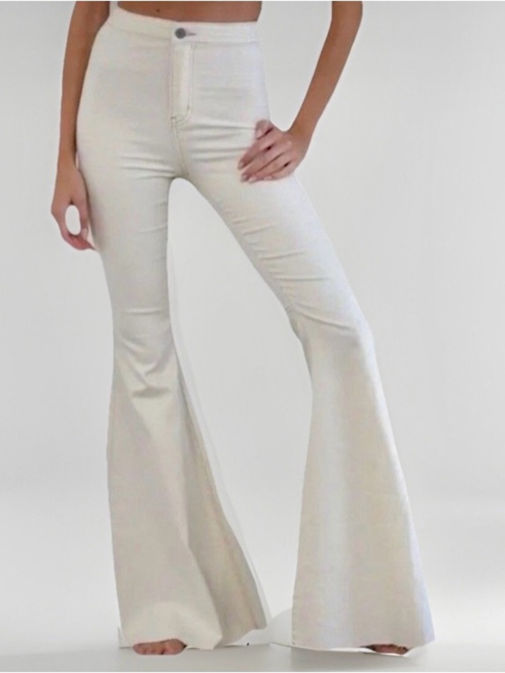 BLANK PAIGE Boho Super Flare High Waist Jeans Cream Size Large